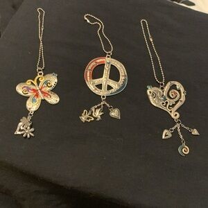 Butterfly peace sign and heart dangle charms